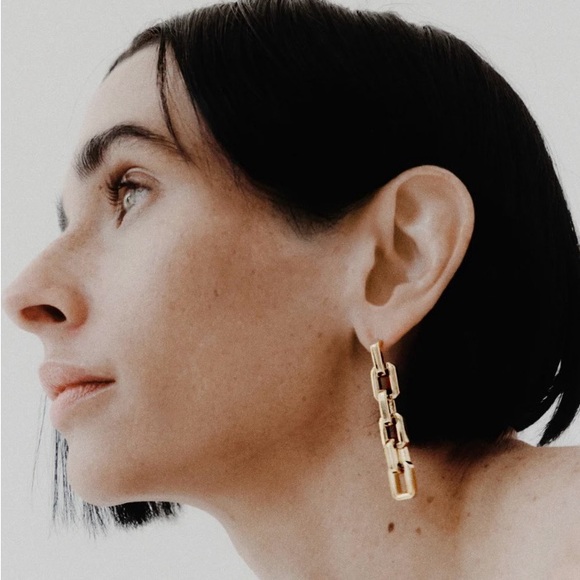 Eddie Borgo 12 Karat Gold Plated Supra Chain Link Necklace & Earring Set $675 - Picture 3 of 7